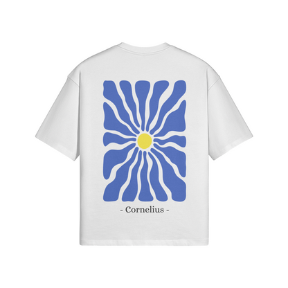 Blue Flower Tee - White